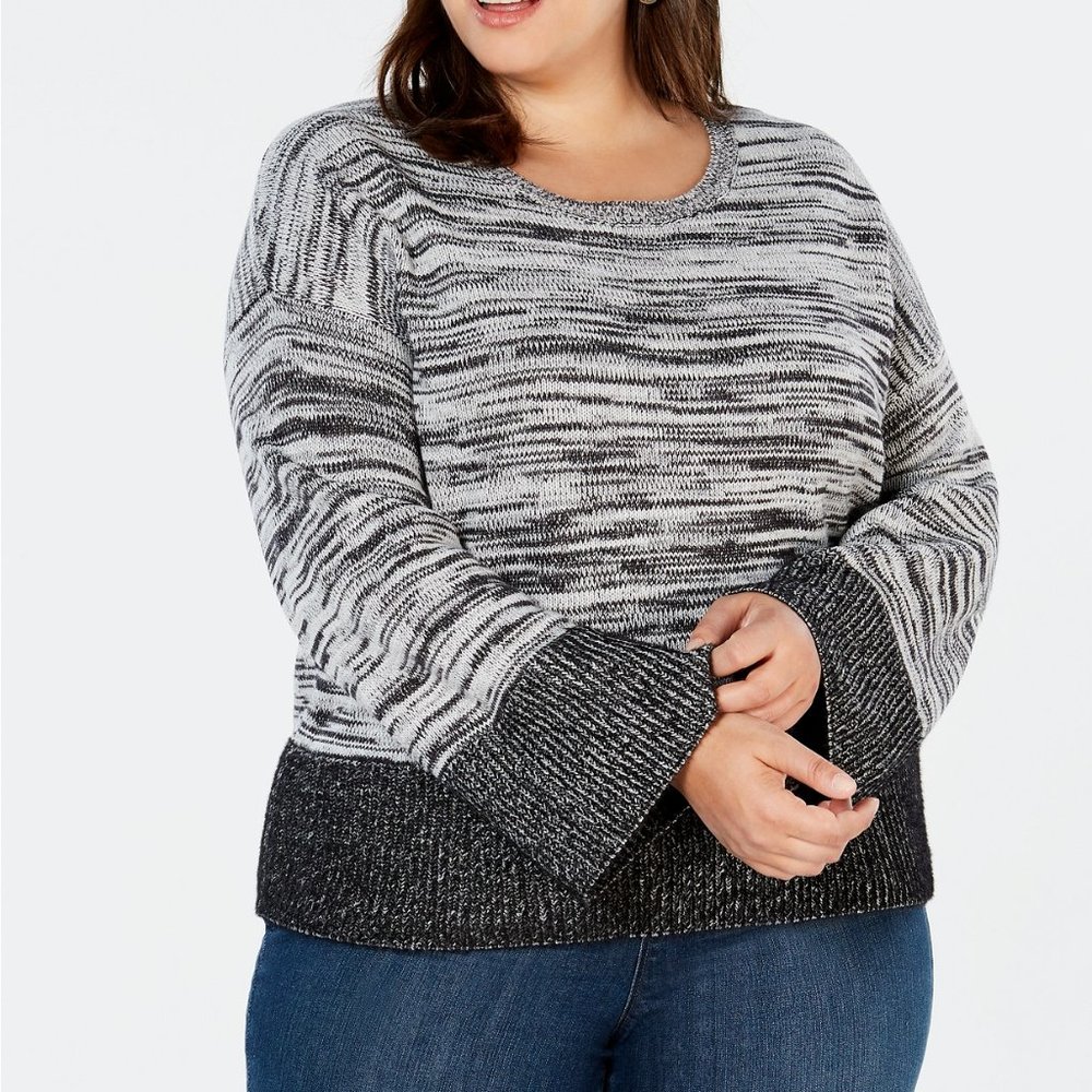 Style & Co Plus Size Boxy Colorblock Pullover, Size 0X, Retail $69.50